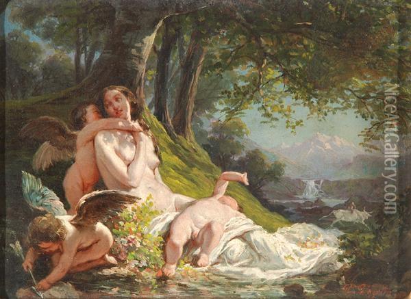 Venere Con Amorini Oil Painting - Pietro Pajetta