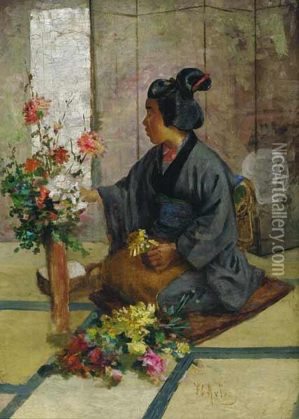 Floral Arrangement Oil Painting - John (Charles) Arter