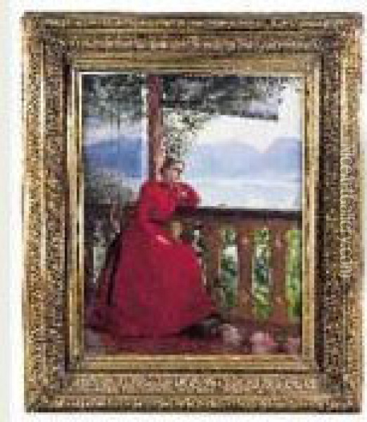 Femme A La Robe Rouge Oil Painting - Paul Chabas