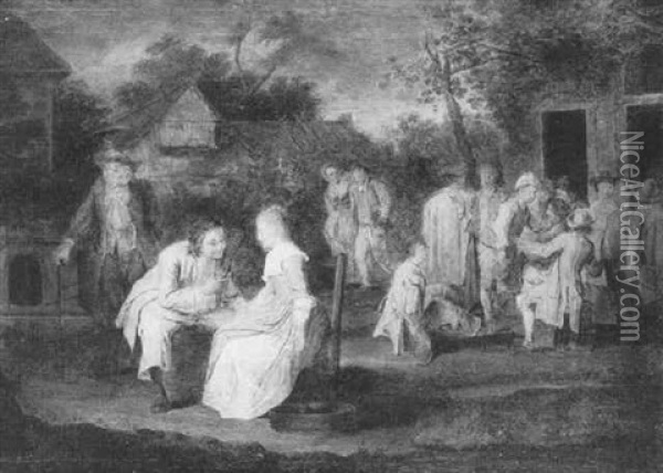 Proposal Scene At An Outdoor Fete Oil Painting - Pieter Angillis