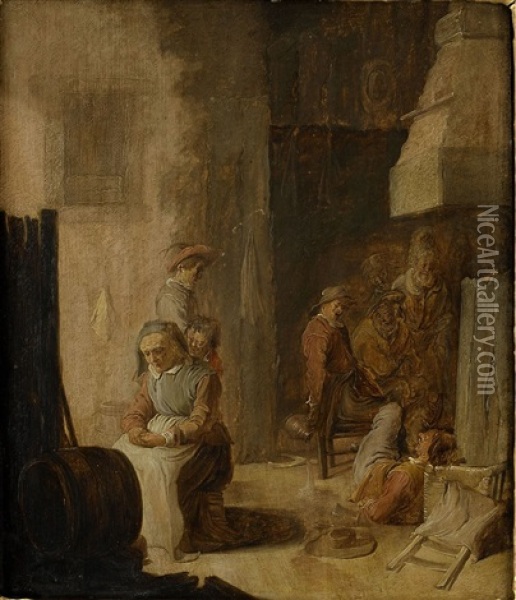 Interior Av Taverna Med Figurer Oil Painting - Benjamin Gerritsz Cuyp