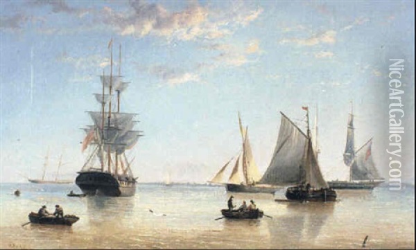 On The Humber Oil Painting - Henry Redmore