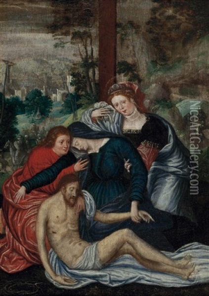 Pieta Mit Hl. Johannes Und Hl. Magdalena Oil Painting - Christoph Schwarz