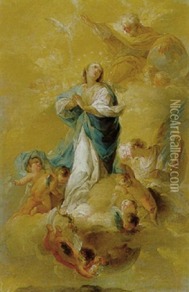La Ascensione Della Immacolata Oil Painting - Ludovico Stern