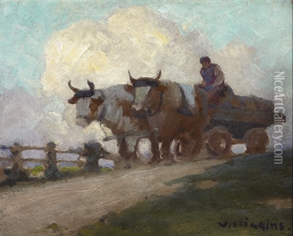 Ox And Cart Oil Painting - Victor William Higgins