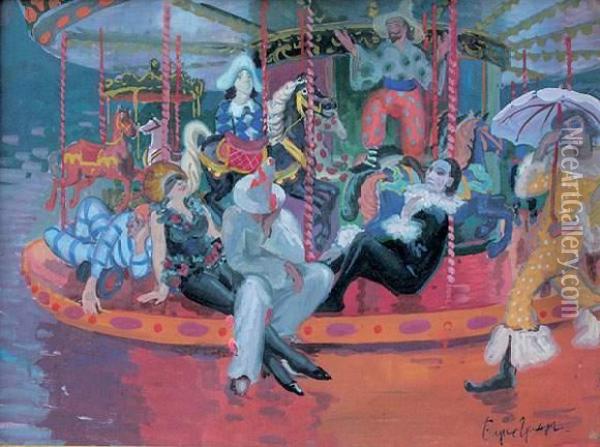 Le Manege Oil Painting - Boris Dimitrevich Grigoriev