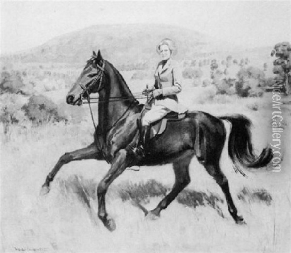 Lady Riding A Horse Oil Painting - Waalko (Jans) Dingemans