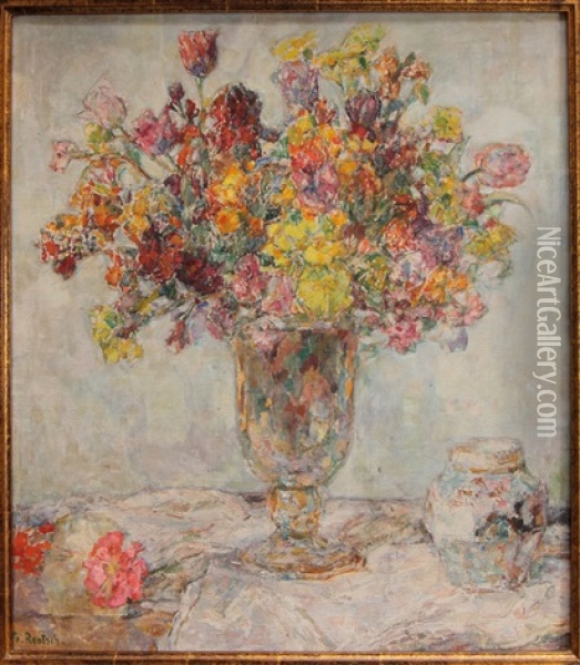 Stilleben Mit Blumenstraus Oil Painting - Friedrich Rentsch