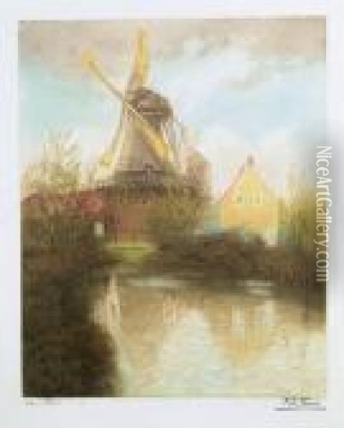 Moulin Au Bord De La Riviere Oil Painting - Fritz Thaulow