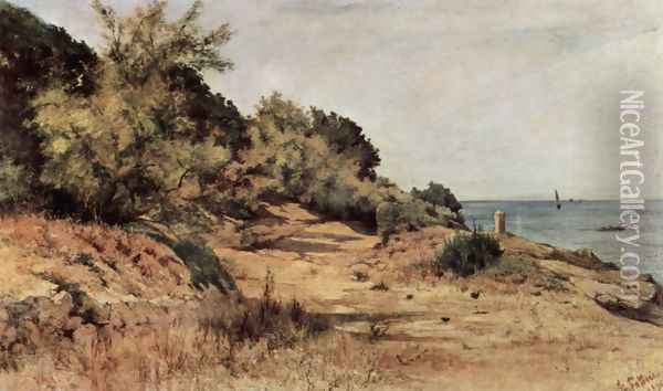 A forested beach Oil Painting - Giovanni Fattori