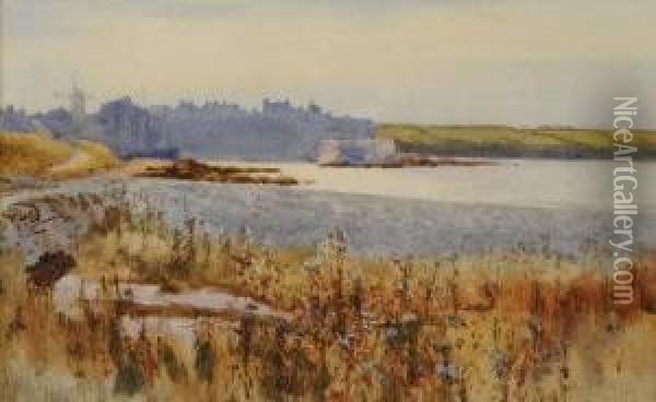 On The Yorkshire Coast Oil Painting - Albert George Strange