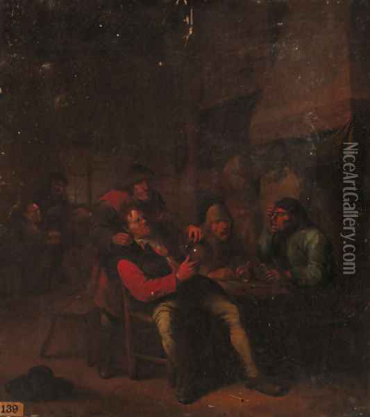 Peasants carousing in an inn Oil Painting - Egbert van, the Younger Heemskerck