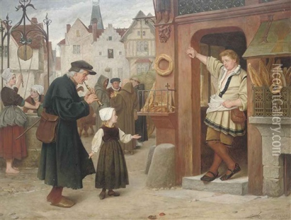 Charity, Say Not Unto Thy Neighbor, Go And Come Again, And Tomorrow I Will Give; When Thou Hast It By Thee. Proverbs, Iii, 28. Oil Painting - Henry Stacy Marks
