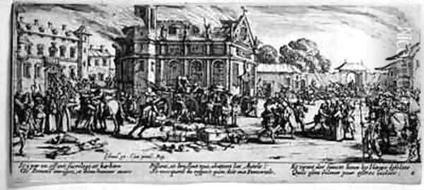 The Destruction of a Monastery Oil Painting - Jacques Callot