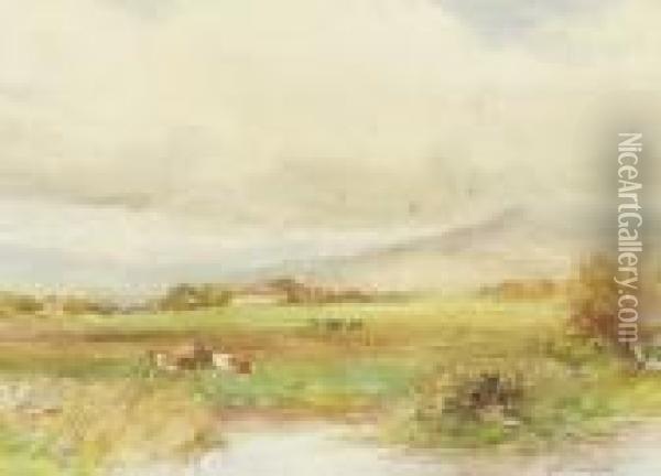 Landscape With Cottages And Cattle Oil Painting - William Bingham McGuinness