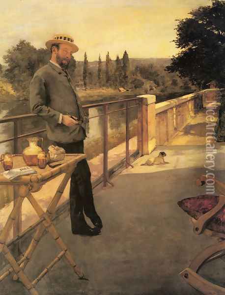 An Elegant Man on a Terrace Oil Painting - Henri Gervex
