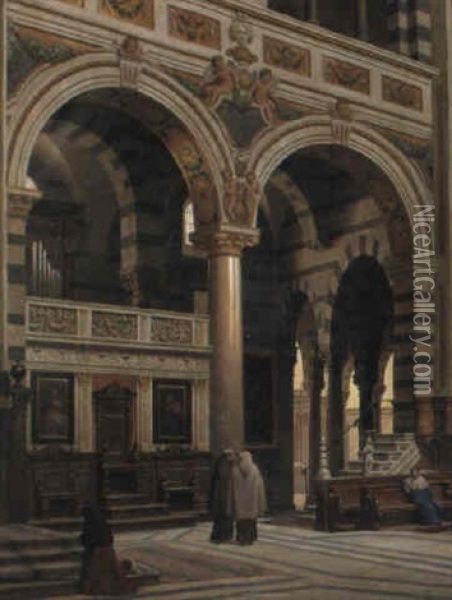 The Interior Of The Duomo, Pisa Oil Painting - Heinrich Hansen