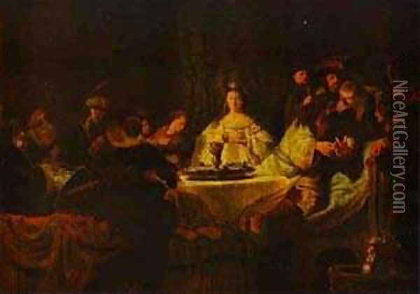 Samson Putting Forth His Riddles At The Wedding Feast 1638 Oil Painting - Harmenszoon van Rijn Rembrandt