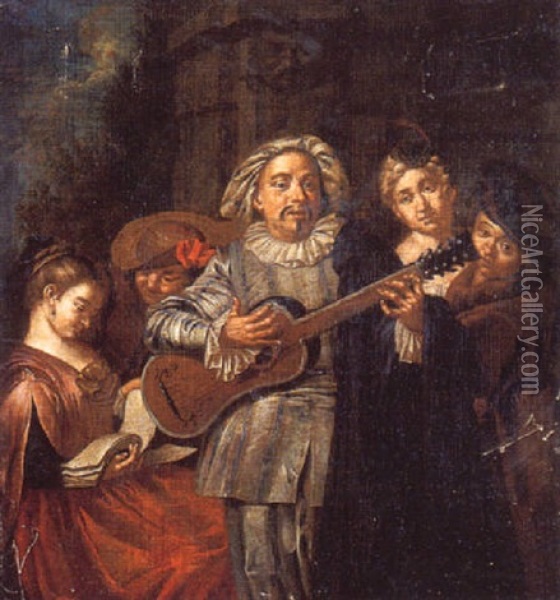 Le Joueur De Guitare Oil Painting - Jan Josef Horemans the Younger