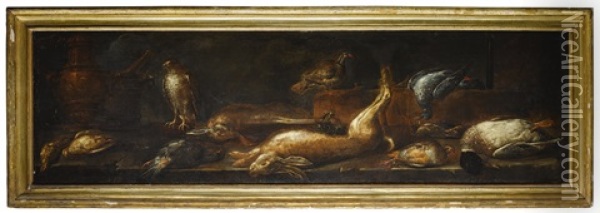 A Still Life Of Game On A Stone Surface Oil Painting - Baldassare De Caro