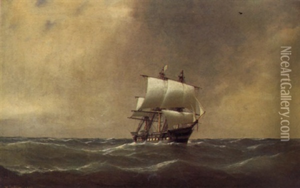 Vollschiff Der Kriegsmarine Auf See Oil Painting - Heinrich Leitner