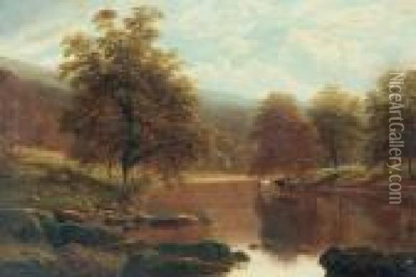 The Wharfe, Bolton Woods. Oil Painting - William Mellor