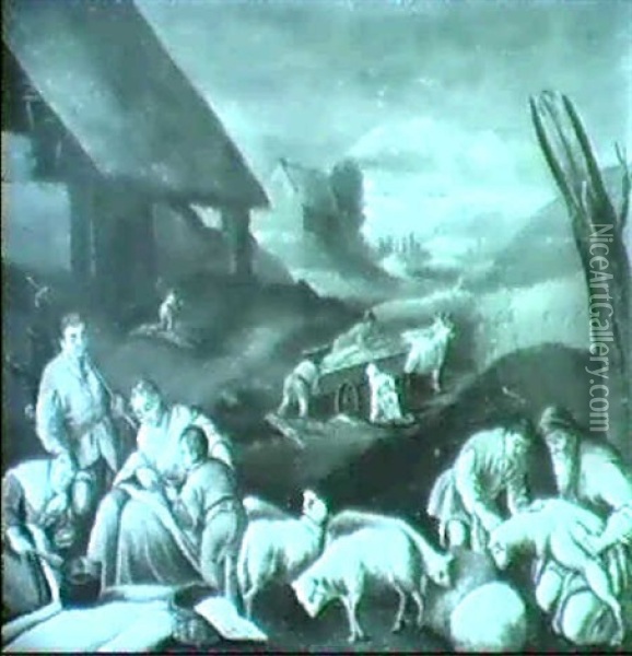 Die Schafschur (monatsdarstellung) Oil Painting - Jacopo dal Ponte Bassano