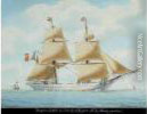 Le Jacques Cartier De Saint Malo, Capitaine J.puguent Oil Painting - Joseph Roux