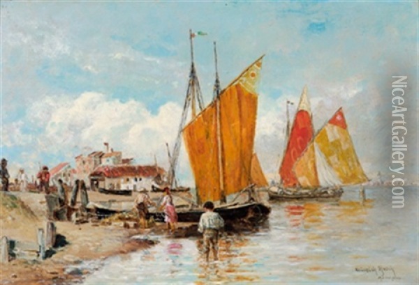 An Den Lagunen Venedigs Oil Painting - Heinrich Rasch