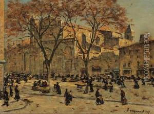 Place Animee Oil Painting - Louis Braquaval