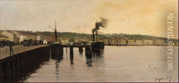 Puerto De Santander Oil Painting - Juan Abades