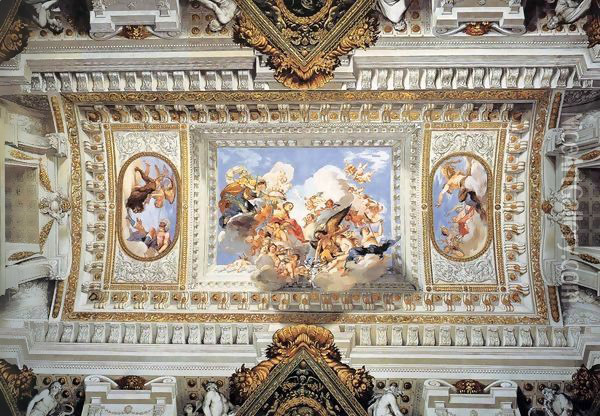 Allegory of the Marriage of Vittoria della Rovere with Ferdinando II de' Medici Oil Painting - Giovanni Giovanni da San (Mannozzi)