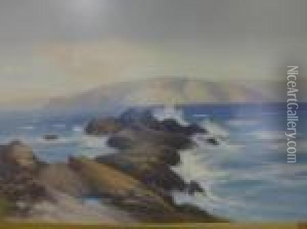 Rocky Coastal Scene Oil Painting - Frederick John Widgery