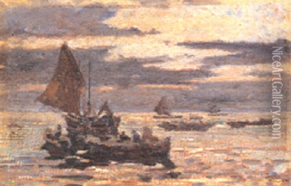 La Pesca Oil Painting - Beppe Ciardi