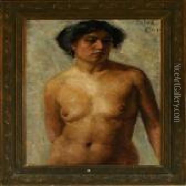 Portrait Of A Nakedmodel Oil Painting - Julius Paulsen