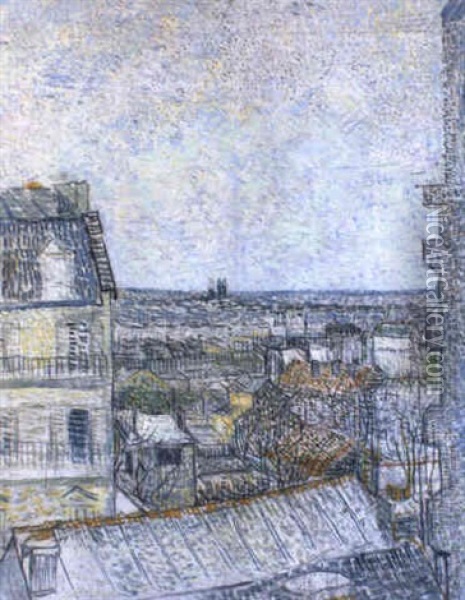 La Vue De La Chambre De L'artiste, Rue Lepic Oil Painting - Vincent Van Gogh