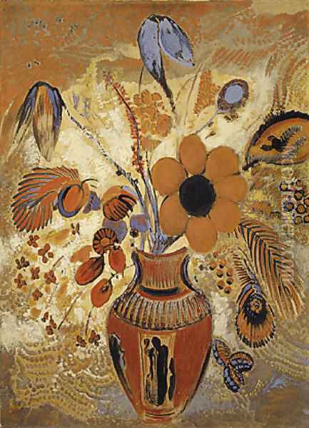 Etruscan Vase with Flowers Oil Painting - Odilon Redon