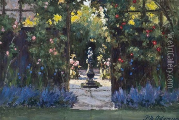 Sunlit Garden Oil Painting - Patrick William Adam