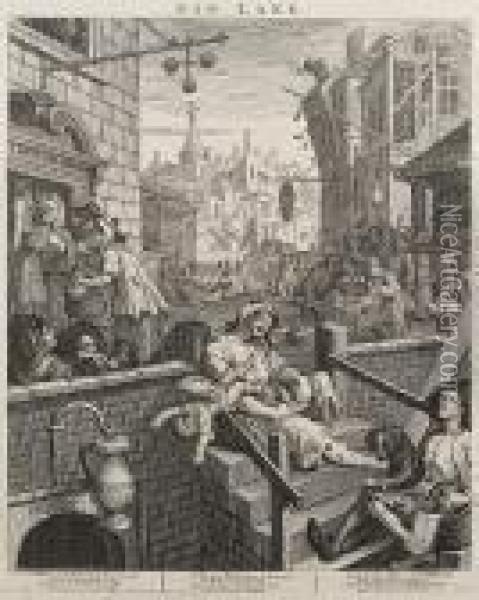 Beer Street & Gin Lane (paulson 185/6) Oil Painting - William Hogarth