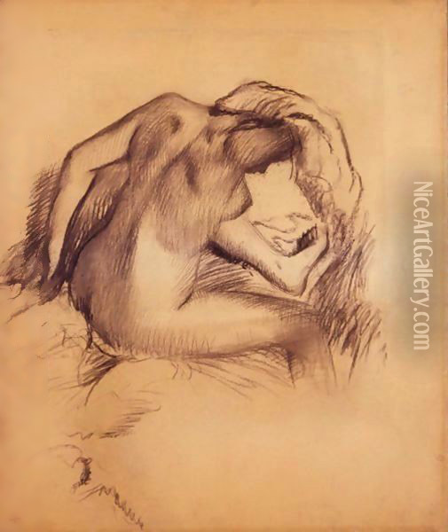 Apres Le Bain, Femme S'Essuyant Oil Painting - Edgar Degas