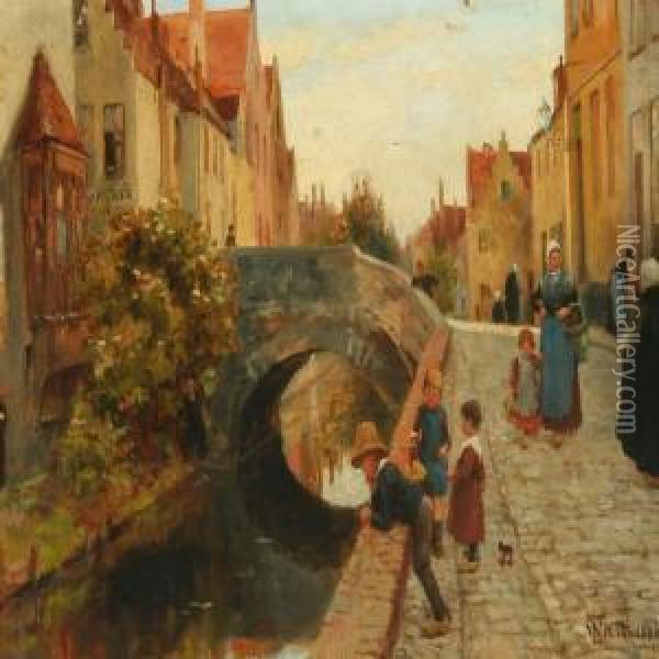 Scenery From A Dutchcity Oil Painting - Linnie Watt