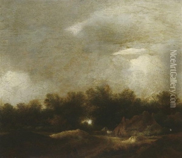 Hollandische Waldlandschaft Mit Bauernkaten Oil Painting - Jacob Salomonsz van Ruysdael