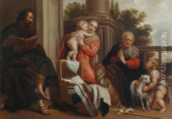 Die Heilige Familie Mit Elisabeth Und Dem Johannesknaben Oil Painting - Jan De Bray