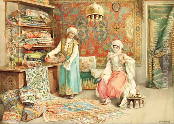 The carpet seller Oil Painting - Amedeo Momo Simonetti