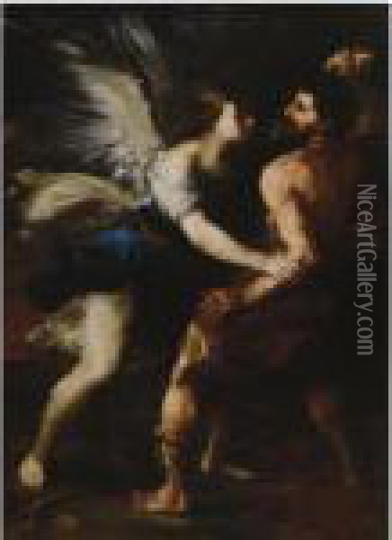 Jacob Wrestling With The Angel Oil Painting - Luca Giordano