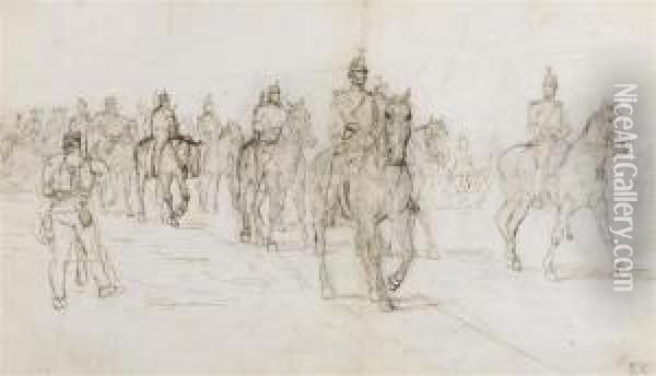 Cavalry Oil Painting - Edouard Castres