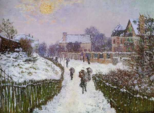 Boulevard St Denis Argenteuil Snow Effect Oil Painting - Claude Oscar Monet