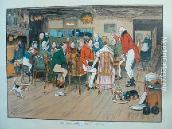 The Christmas Dinner At The Inn Oil Painting - Cecil Charles Aldin