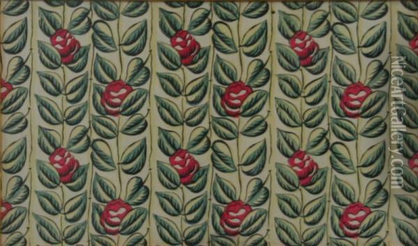 Progetto Per Un Tessuto Con Decoro A Rose Oil Painting - Raoul Dufy