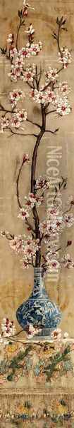 Still Life with Plum Blossoms in an Oriental Vase Oil Painting - Charles Caryl Coleman